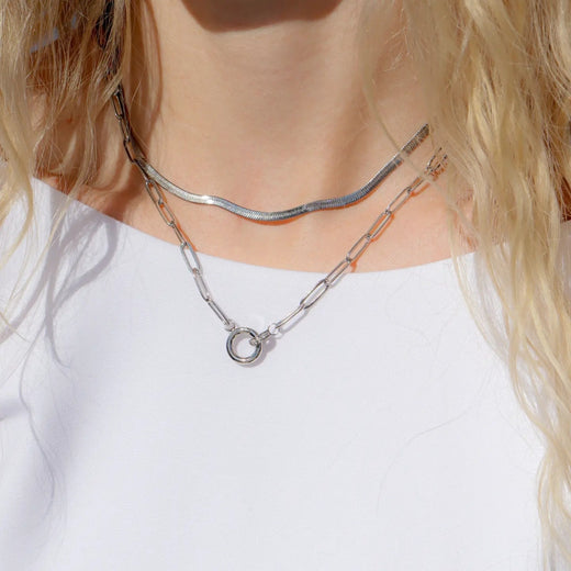 16" Paperclip Rhinestone Charm Holder Necklace