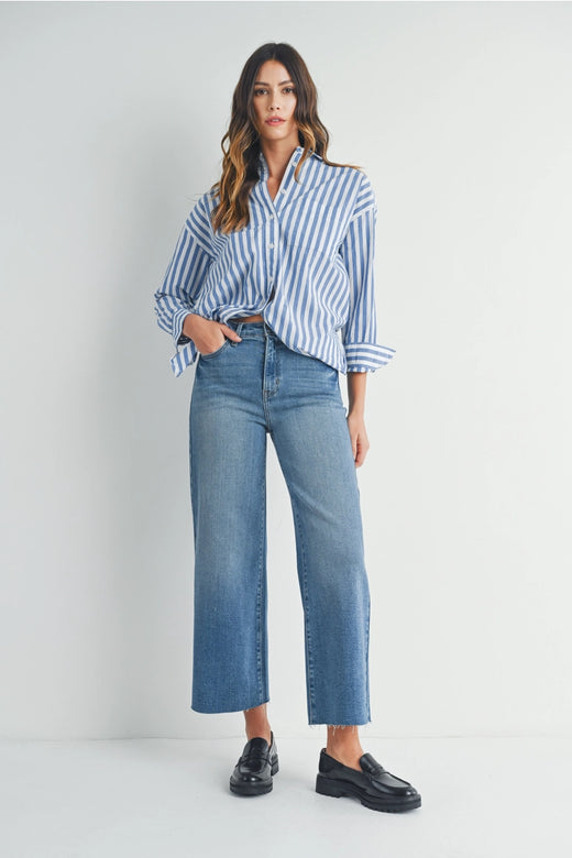 Scissor Cut Wide Leg Jean - Medium Wash