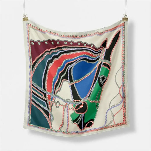 Horse Print Silk Blend Scarf