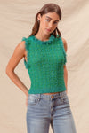 Tweed Knit Vest with Frayed Edges