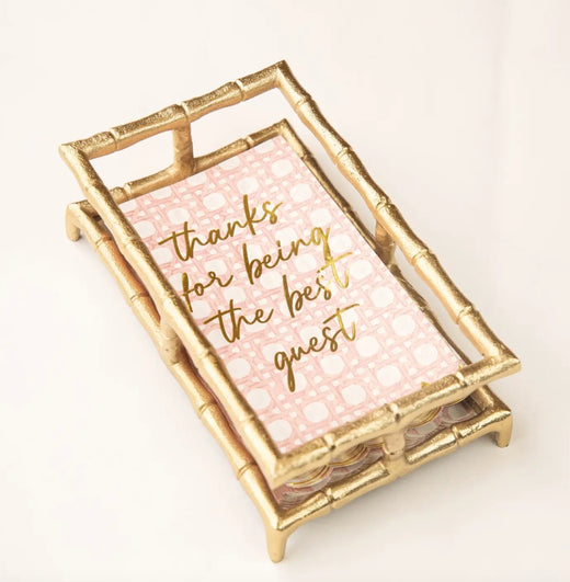 Gold Bamboo Guest Towel Tray