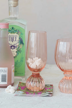 8 oz. Ribbed Footed Champagne Glass, Pink