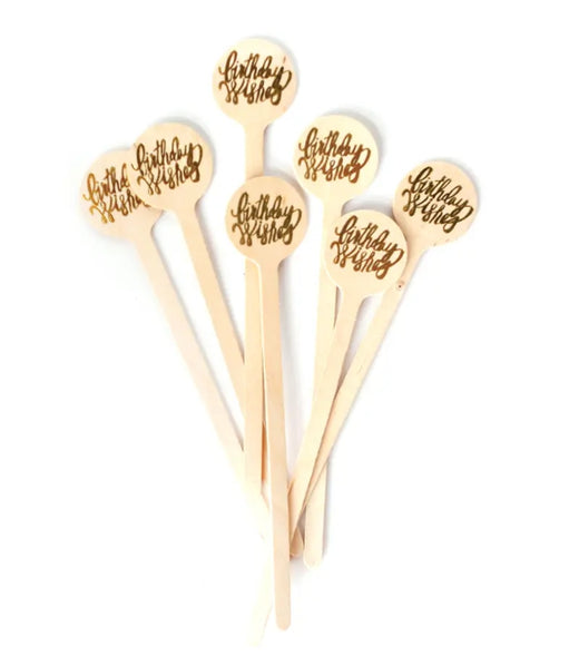 Birthday Wishes Gold Foil Stamped Beverage Stirrers