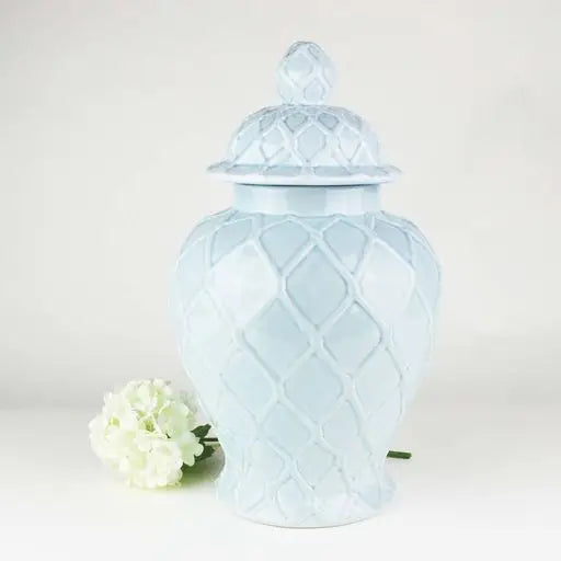 Light Blue Textured Ginger Jar