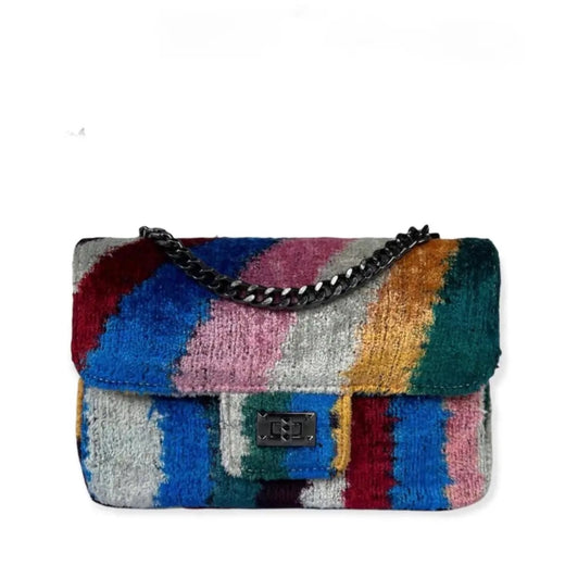 Silk Velvet Ikat Crossbody Bag
