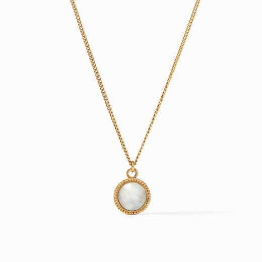 Julie Vos, Fleur-de-Lis Solitaire Iridescent Crystal Clear Reversible Necklace