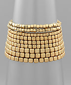Metal Cube Bead 9 Row Bracelet