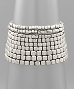 Metal Cube Bead 9 Row Bracelet