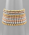 Metal Cube Bead 9 Row Bracelet