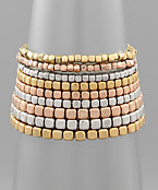 Metal Cube Bead 9 Row Bracelet