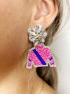 Derby Jockey Silks Bright Blue Stripe Earrings