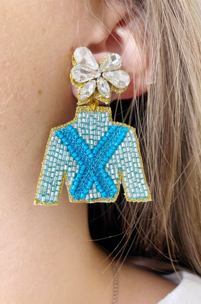 Kentucky Derby Jockey Silk Earrings Made From Reclaimed 