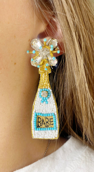 Beaded champagne deals bottle earrings