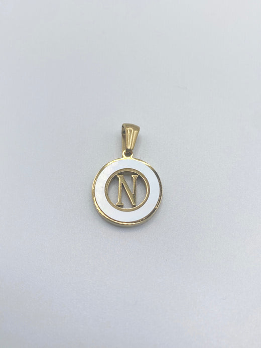 Initial Charm- Round Mother of Pearl