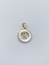 Initial Charm- Round Mother of Pearl