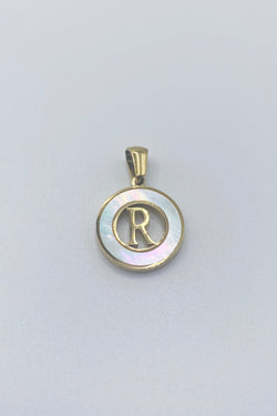 Initial Charm- Round Mother of Pearl