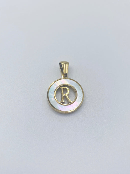 Initial Charm- Round Mother of Pearl