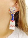 USA Patriotic Hand Beaded Earring