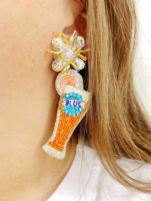 Moon Glass Hand Beaded Earrings