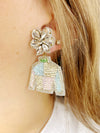 Derby Jockey Silks Aqua-Pink Block Earrings