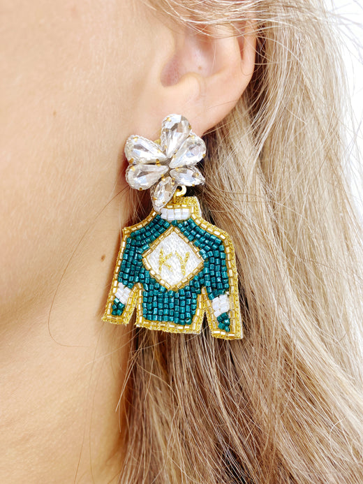Derby Jockey Silks Kentucky (KY) Green Earrings