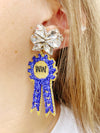Derby Blue Ribbon Earrings