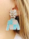 Derby Jockey Silks Aqua Block Earrings