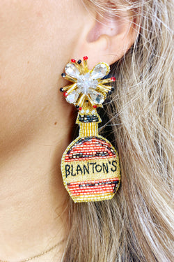 Blanton's Bourbon Hand Beaded Earrings