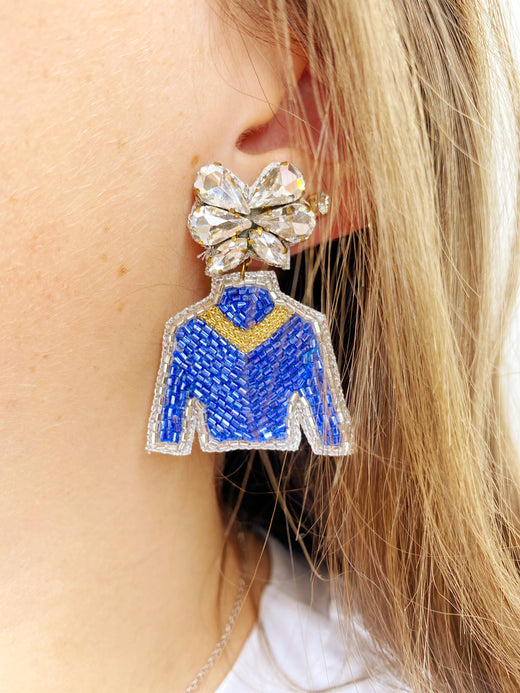 Derby Jockey Silks Boozy Earrings Navy Vneck
