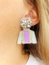 Derby Jockey Silks Earring Purple Stripe-Aqua Sleeve
