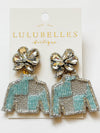 Derby Jockey Silks Aqua Block Earrings