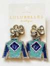 Derby Jockey Silks Earrings KY Aqua