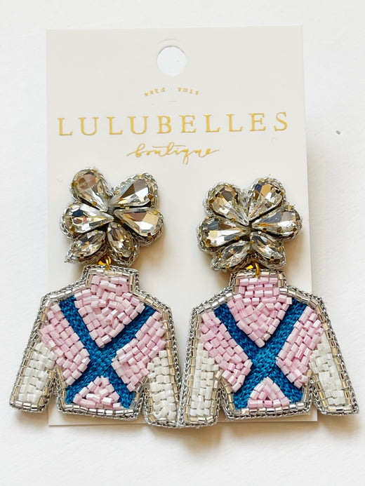 Derby Jockey Silks Earrings Pink X