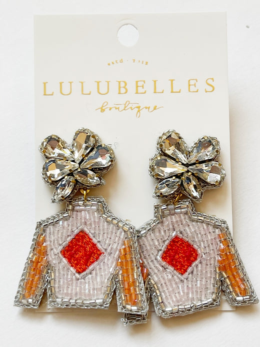 Derby Jockey Silk Earring KY Orange