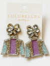 Derby Jockey Silks Earring Purple Stripe-Aqua Sleeve