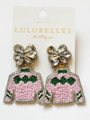 Derby Jockey Silks Green Diamond Stripe Sleeve Earrings