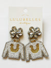 Derby Jockey Silks Earring White-Gold Horseshoe
