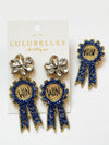 Derby Blue Ribbon Earrings