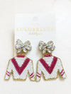 Derby Jockey Silks Earrings Beaded White V