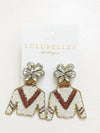 Derby Jockey Silks Earrings Beaded White V