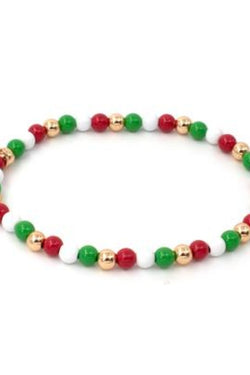 Charm It! 4mm Gold Christmas Stretch Bead Bracelet