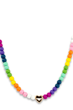 Gold Rainbow Bead Necklace