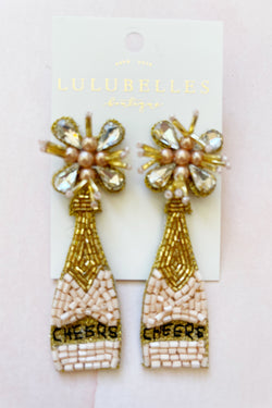 Champagne Cheers Pearl Top Boozy Earrings