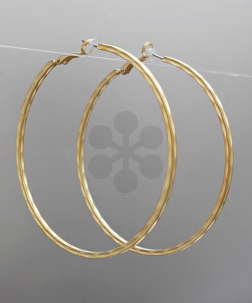 70mm Gold Grooved Hoops