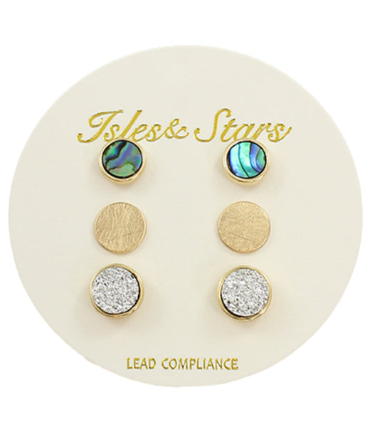 Agate Stud Mix Set of 3