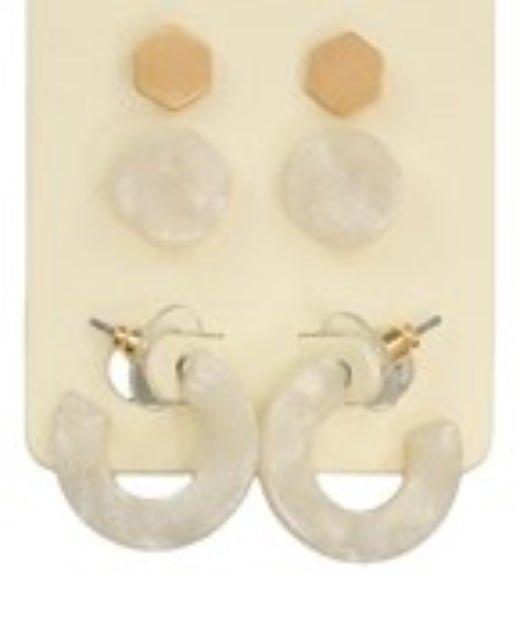 Hexagon Studs & Hoop Set