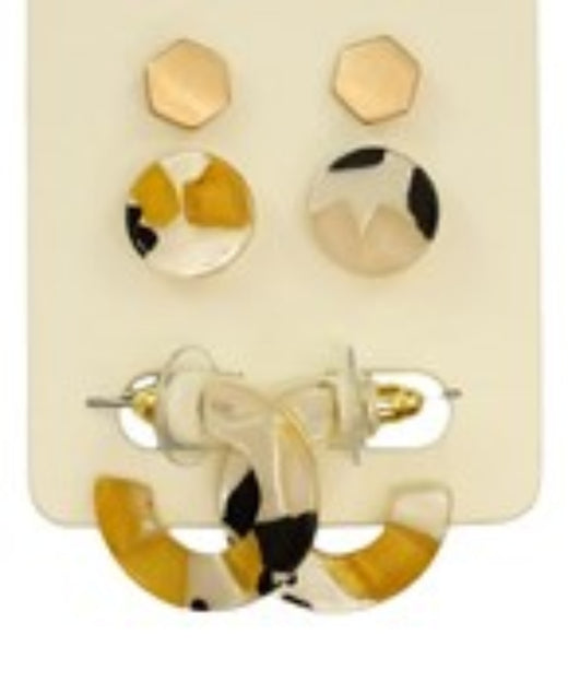 Hexagon Studs & Hoop Set
