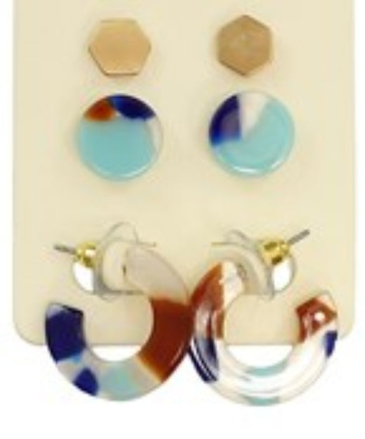 Hexagon Studs & Hoop Set