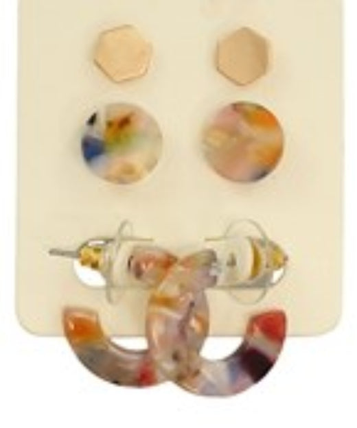 Hexagon Studs & Hoop Set