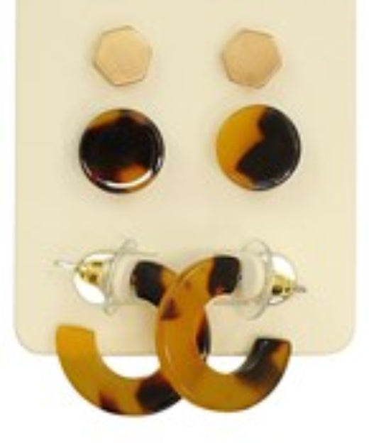 Hexagon Studs & Hoop Set